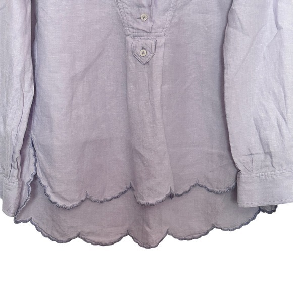 Claridge + King linen Lavender Scalloped Edges Lagenlook Romantic tunic Large - Picture 6 of 12